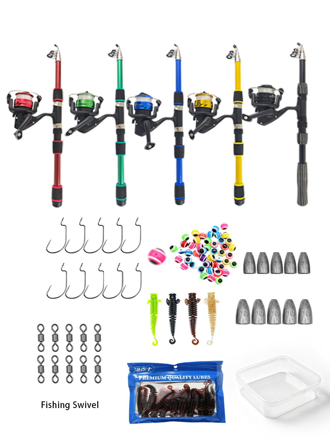 Fishing Equipment Online - 1.8m Teleskopik Olta Seti: Döner Makara,