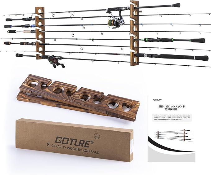 Fishing Equipment Holder - Goture Ahşap Olta Tutucu 8 Delik
