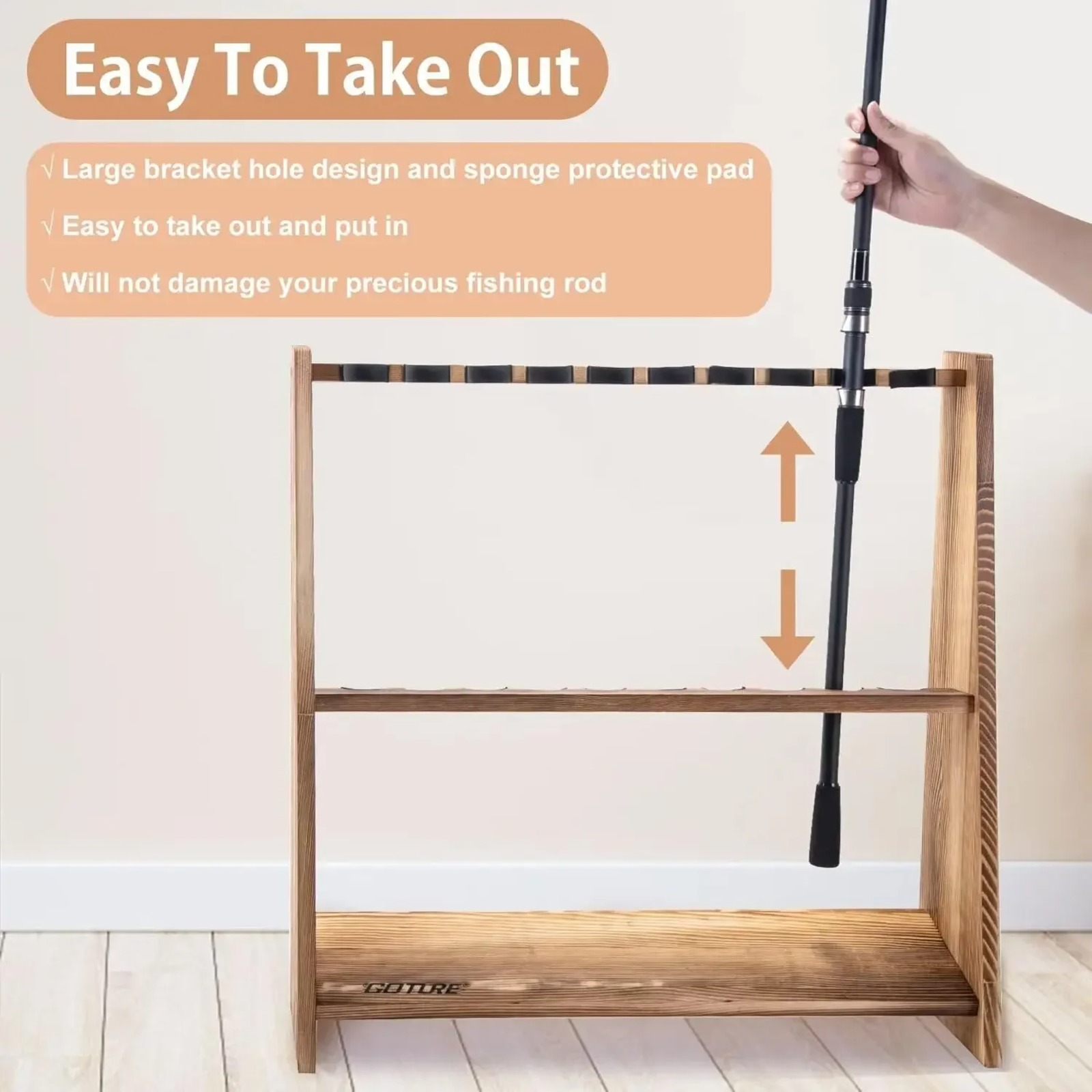 Goture Karbonize Çam Ahşap Olt - Fishing Equipment Holder incelemesi ve fiyatı